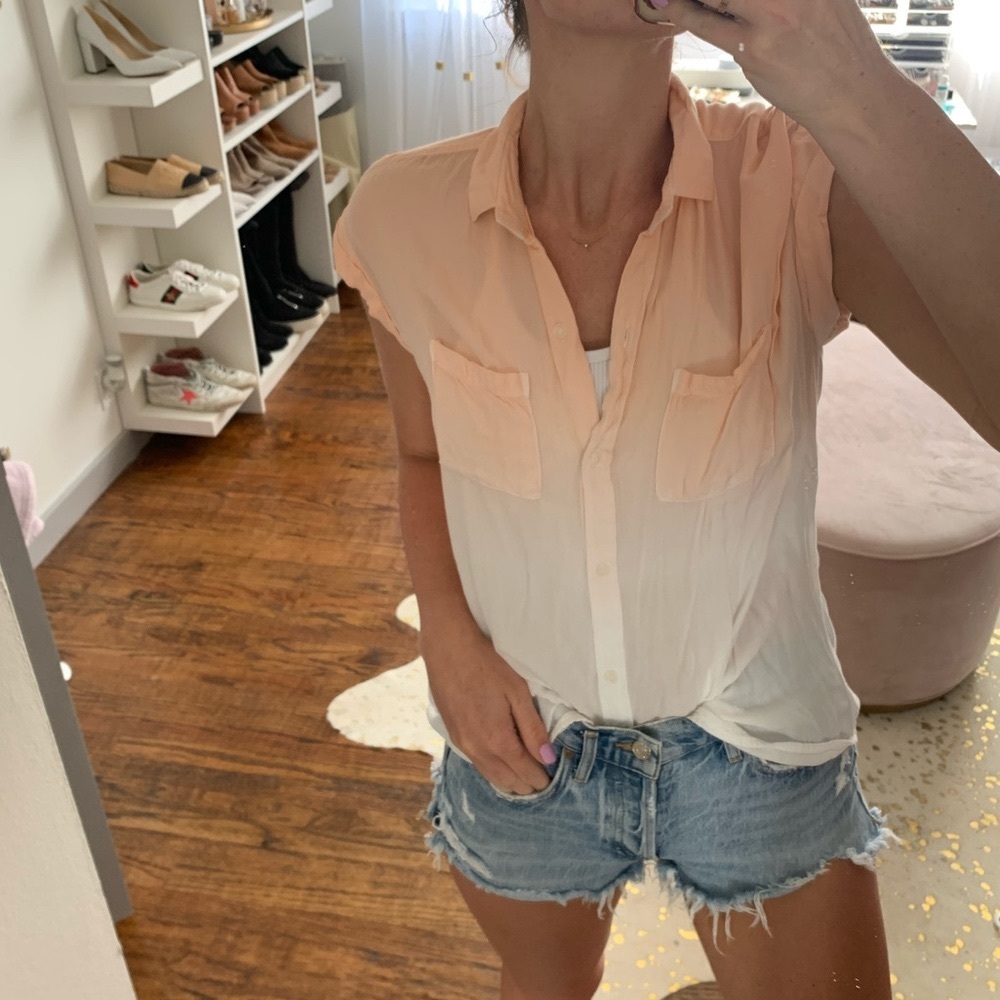 Rails Britt orange and cream ombré button down top